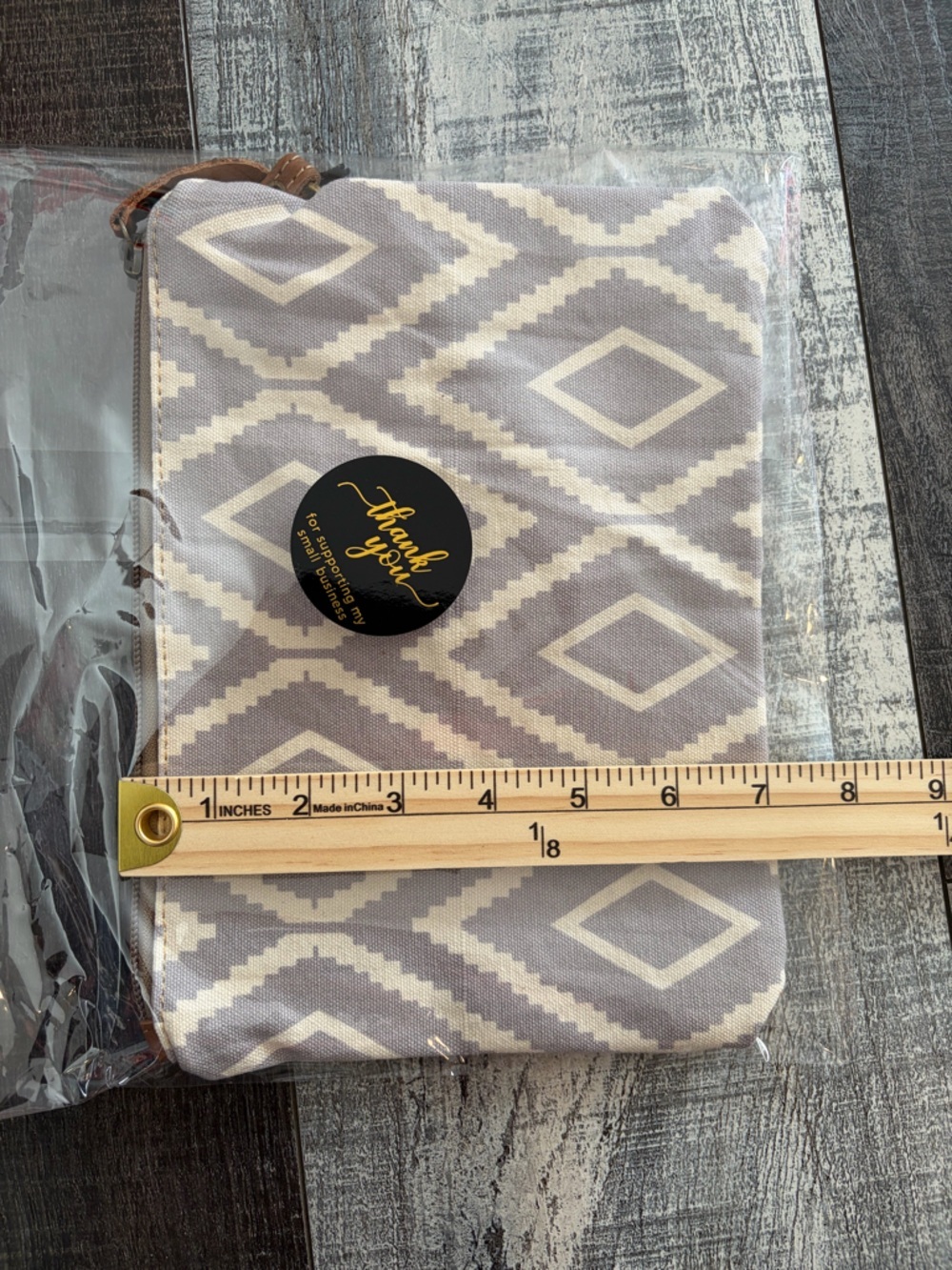 Myra Bag Boho Canvas & Leather Wristlet Clutch Geometric Print NWT - Picture 8 of 8